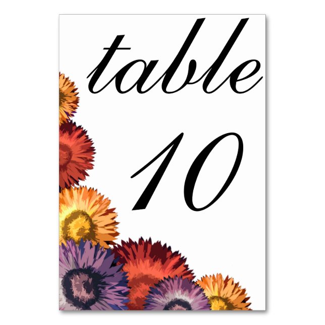 Tarjeta de mesa Boda moderna con flores de verano  (Anverso)