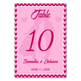 Tarjeta De Mesa Boda Moderna con Raya de Chevron Rosa Sonrosado