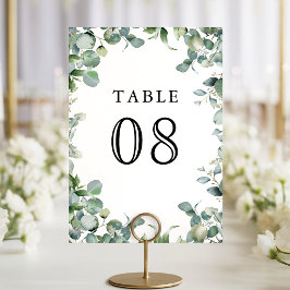 Tarjeta De Mesa Boda moderna con vegetación de eucalipto
