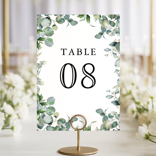 Tarjeta De Mesa Boda moderna con vegetación de eucalipto (Subido por el creador)