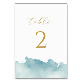 Tarjeta De Mesa Boda moderna de color de agua minimalista en la pl