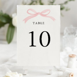 Tarjeta De Mesa Boda Moderna Elegante con Lazo Rosa Claro