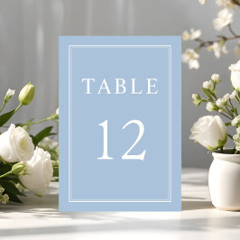 Tarjeta De Mesa Boda Moderna Elegante Formal Azul Polvo
