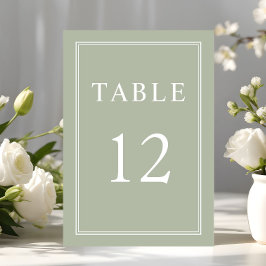 Tarjeta De Mesa Boda Moderna Elegante Verde Salvia