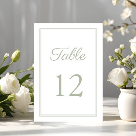 Tarjeta De Mesa Boda Moderna Elegante Verde Salvia