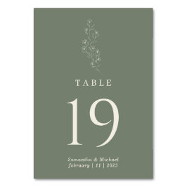 Tarjeta De Mesa Boda moderna flor verde salvia
