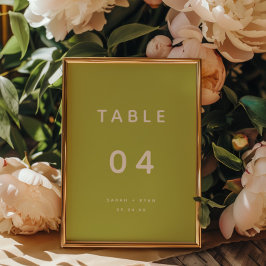 Tarjeta De Mesa Boda Moderna Minimalista de Verde Lima