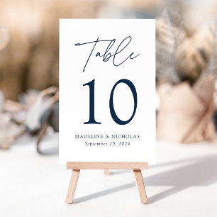 Tarjeta De Mesa Boda Moderna Minimalista Marina Escritura a Mano