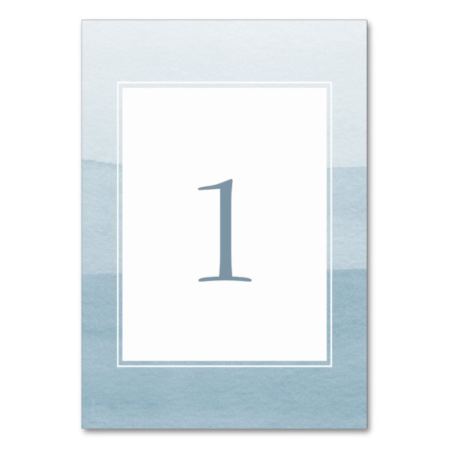 Tarjeta De Mesa Boda Moderna Polvo Azul (Anverso)