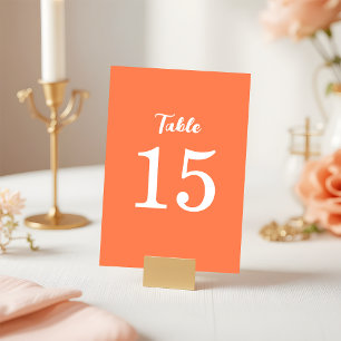 Tarjeta De Mesa Boda moderna y trendy de coral rosa naranja