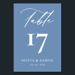 Tarjeta De Mesa Boda moderno azul turbio y minimalista<br><div class="desc">Aumenta la decoración de la recepción nupcial con nuestros Minimalistas números de mesa Boda modernos en blanco y negro, una novedad elegante que combina a la perfección el diseño contemporáneo con la elegancia atemporal. Cada número de tabla de esta colección presenta un minimalista esquema de color blanco y negro, exuberante...</div>