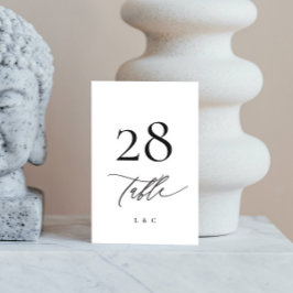 Tarjeta De Mesa Boda moderno de caligrafía negra y blanca