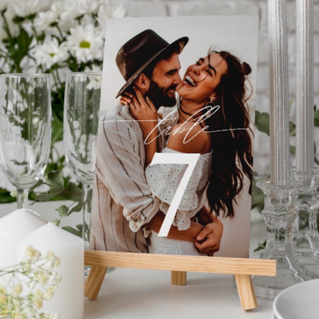 Tarjeta De Mesa Boda moderno de escritura manuscrita mínima de 2 f (Subido por el creador)