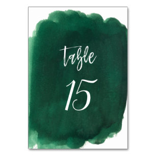 Tarjeta De Mesa Boda moderno de esmeralda verde acuarela