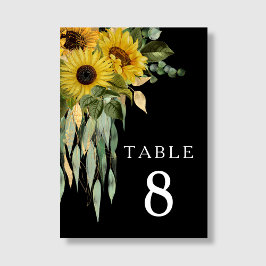 Tarjeta De Mesa Boda moderno de girasol negro