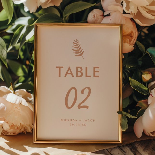 Tarjeta De Mesa Boda moderno de hojas de palma beige (Subido por el creador)