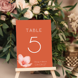 Tarjeta De Mesa Boda moderno de naranja brillante y sólido