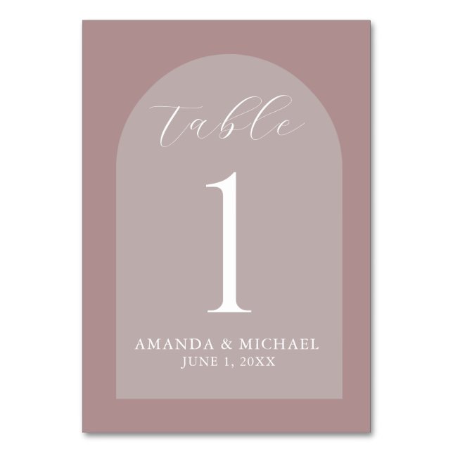 Tarjeta De Mesa Boda moderno Dusty Rosa Hues (Reverso)