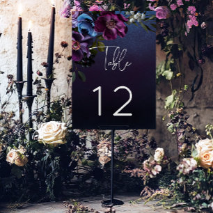 Tarjeta De Mesa Boda moderno floral de lavanda azul oscuro Moody