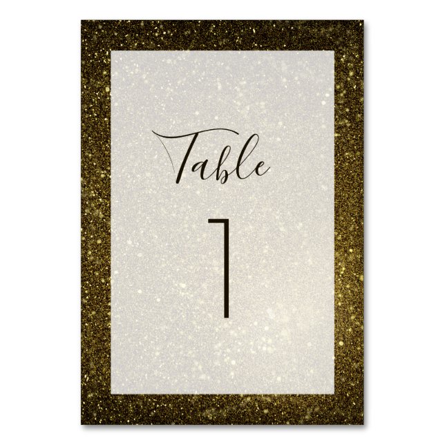 Tarjeta De Mesa Boda moderno negro y dorado (Anverso)