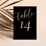 Tarjeta De Mesa Boda moderno negro y oro<br><div class="desc">Nuestras tarjetas bodas con números de mesa en negro y oro sobrio le dan un aire de elegancia refinada a su recepción. Cambie el número de tabla y agregue a la canasta tantas tablas como necesite.</div>