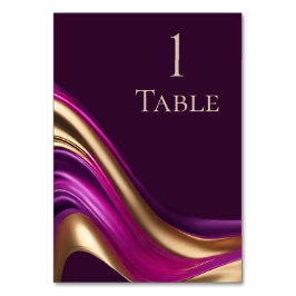 Tarjeta De Mesa Boda moderno-Purple Fuchsia y Oro-