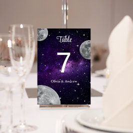 Tarjeta De Mesa Boda moderno Starry Night Full Moon
