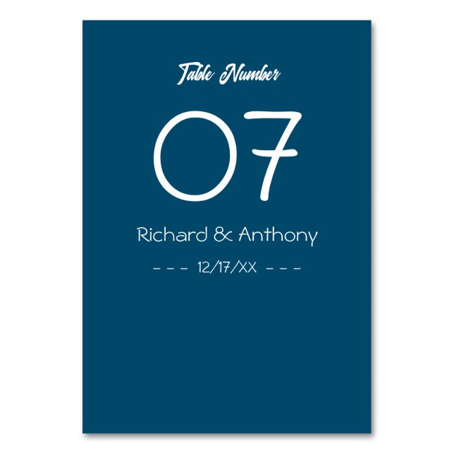 Tarjeta De Mesa Boda moderno y de moda (Anverso)