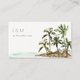 Tarjeta De Mesa Boda Monograma de arena de palmeras tropicales