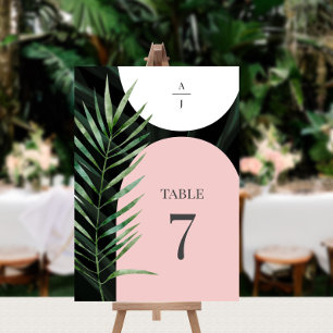Tarjeta De Mesa Boda Monograma de hojas de palma de los arcos trop