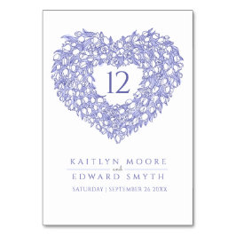 Tarjeta De Mesa boda monograma de tulipanes azules personalizado