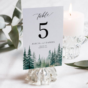 Tarjeta De Mesa Boda montañoso del pinar acuarela