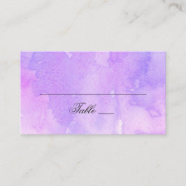 Tarjeta De Mesa Boda morado acuarela. Lavanda romántica