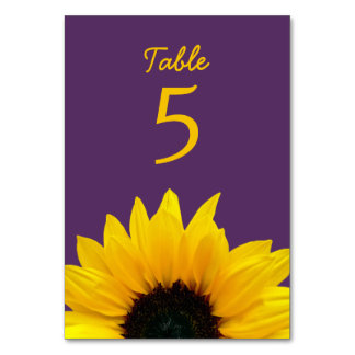 Tarjeta De Mesa Boda morado de flor de girasol amarillo