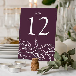 Tarjeta De Mesa Boda morado floral esbozado