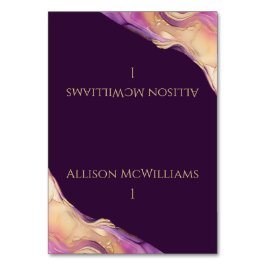 Tarjeta De Mesa Boda morado y dorado moderno -