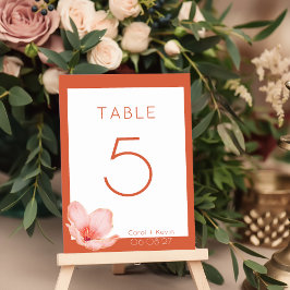 Tarjeta De Mesa Boda naranja brillante y audaz de hoy