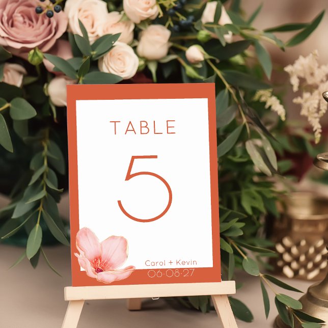 Tarjeta De Mesa Boda naranja brillante y audaz de hoy (Subido por el creador)