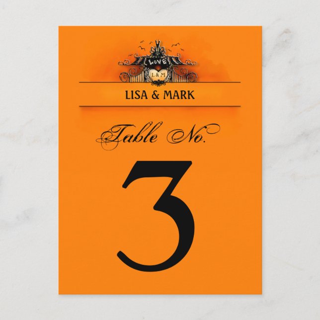 Tarjeta de mesa boda - Naranja de amor de Hallowee (Anverso)