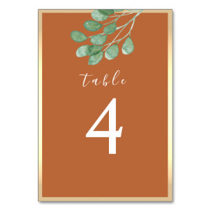 Tarjeta De Mesa Boda Naranja quemado