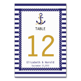 Tarjeta De Mesa Boda Náutica Elegante Rayas de Marino