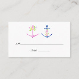 Tarjeta De Mesa Boda náutica floral acuarela