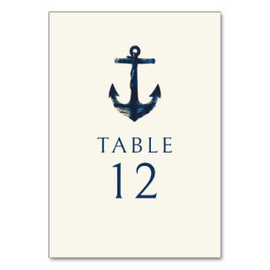 Tarjeta De Mesa Boda Nautical Anchor Navy Blue Modern