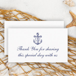 Tarjeta De Mesa Boda Náutico Azul de la Marina de Guerra Gracias