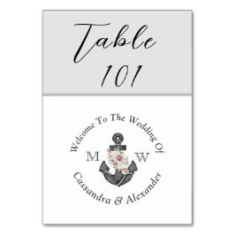 Tarjeta De Mesa Boda Náutico Dusty Silver Gray