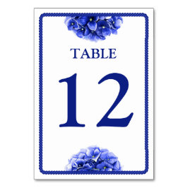 Tarjeta De Mesa Boda Náutico Floral Azul Hidrangea
