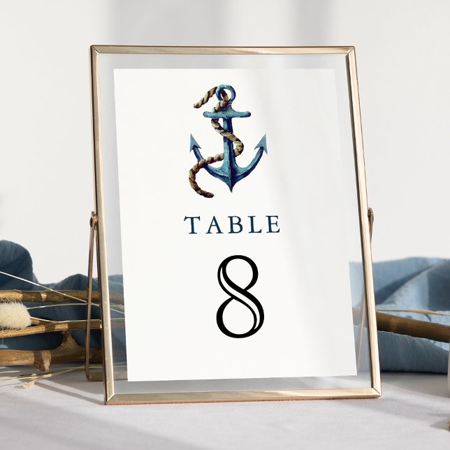Tarjeta De Mesa Boda Náutico Rústico de la Marina Azul (Subido por el creador)