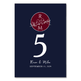 Tarjeta De Mesa Boda Navy Blue Burgundy