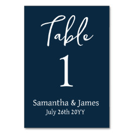 Tarjeta De Mesa Boda Navy Modern Elegance