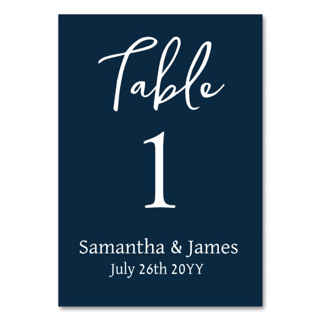 Tarjeta De Mesa Boda Navy Modern Elegance (Reverso)